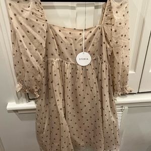 Storia Babydoll Polka Dot Dress